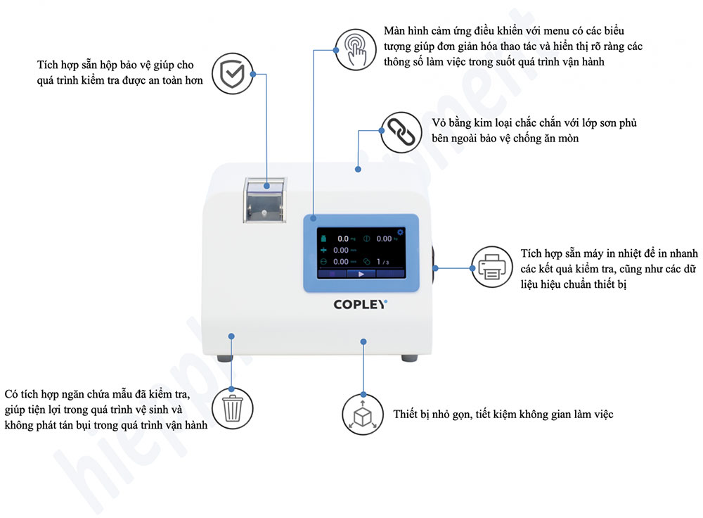 đặc điểm máy kiểm tra độ cứng viên thuốc copley scientific model tbf 100i